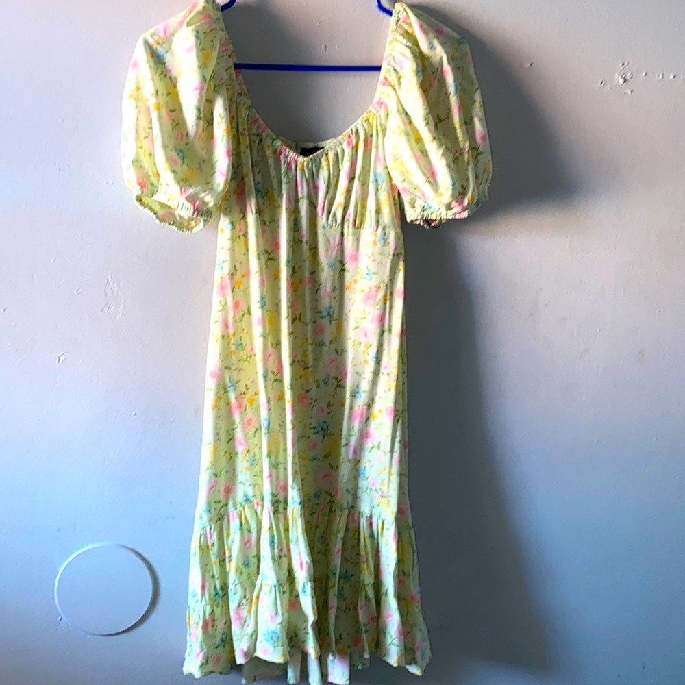 Forver 21 pastel green mini summer dress with pastel floral print